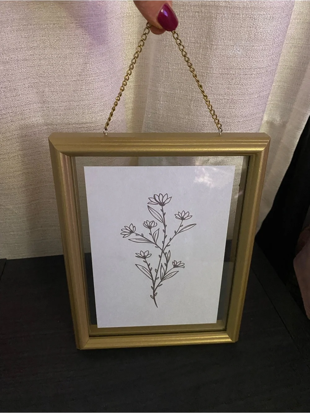 Antique Gold Floating Glass Hanging Wooden Frame Gallery Wall Vintage Inspired